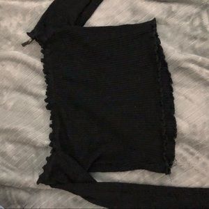 black over the shoulder crop top